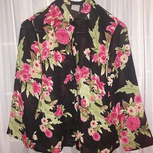 Chiffon Floral Button Up